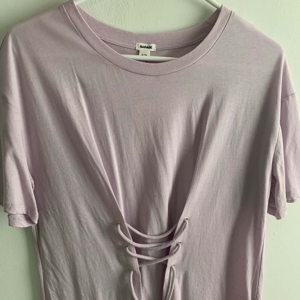 Lavender Corset Lace up tee